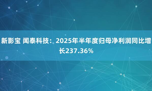 新影宝 闻泰科技：2025年半年度归母净利润同比增长237.36%